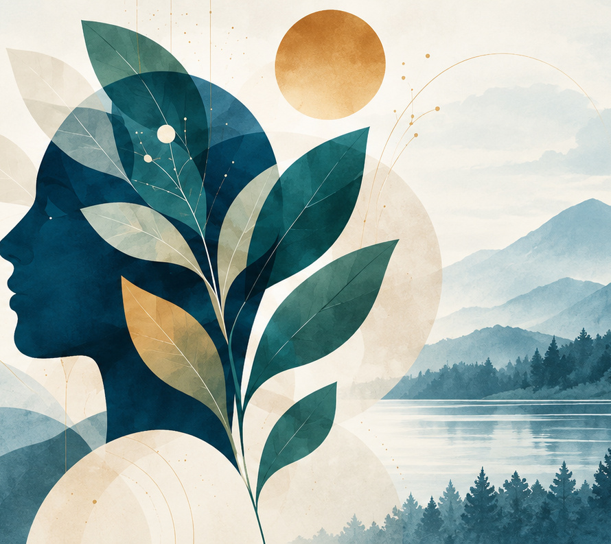 Editorial illustration representing learning, growth and psychological change